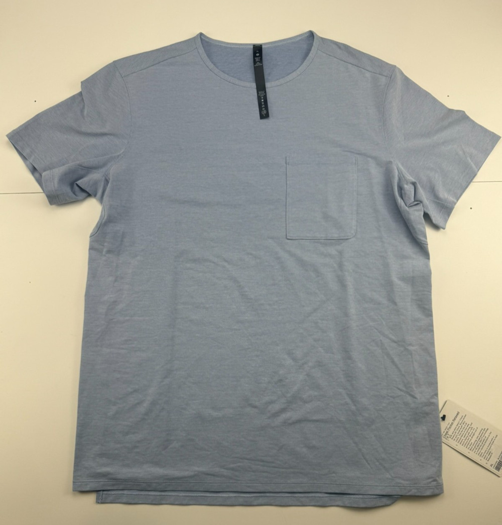 Lululemon Chest Pocket Relaxed Fit T Shirt Mens XL Blue Oxford LM3CW8S NWT